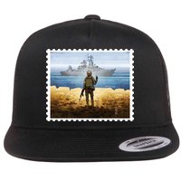 Russian Warship Go F Yourself Ukraine Postage Stamp Ukrainian Pride Flatbill Hat