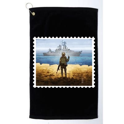 Russian Warship Go F Yourself Ukraine Postage Stamp Ukrainian Pride Platinum Collection Golf Towel