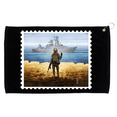 Russian Warship Go F Yourself Ukraine Postage Stamp Ukrainian Pride Grommeted Golf Towel