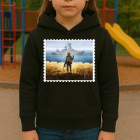 Russian Warship Go F Yourself Ukraine Postage Stamp Ukrainian Pride Kids Hoodie