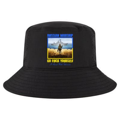 Russian Warship Go F Yourself I Stand With Ukraine Postage Stamp Cool Comfort Performance Bucket Hat