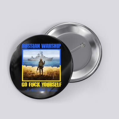 Russian Warship Go F Yourself I Stand With Ukraine Postage Stamp Button