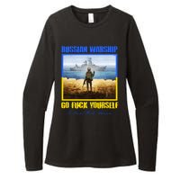 Russian Warship Go F Yourself I Stand With Ukraine Postage Stamp Womens CVC Long Sleeve Shirt