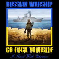 Russian Warship Go F Yourself I Stand With Ukraine Postage Stamp Flatbill Hat