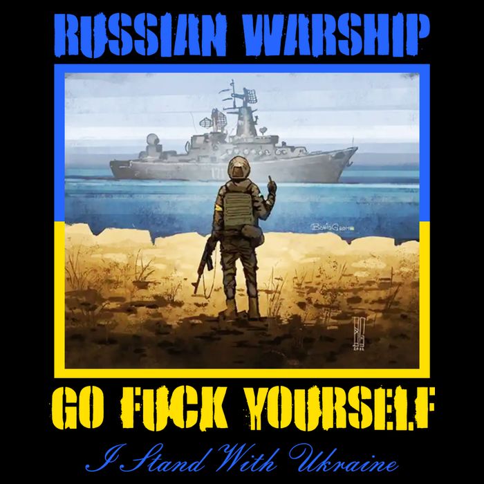 Russian Warship Go F Yourself I Stand With Ukraine Postage Stamp Polo