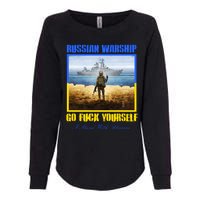 Russian Warship Go F Yourself I Stand With Ukraine Postage Stamp Womens California Wash Sweatshirt