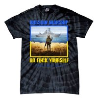 Russian Warship Go F Yourself I Stand With Ukraine Postage Stamp Tie-Dye T-Shirt