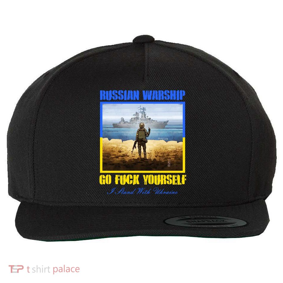 Russian Warship Go F Yourself I Stand With Ukraine Postage Stamp Wool Snapback Cap