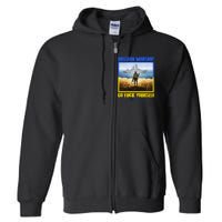 Russian Warship Go F Yourself I Stand With Ukraine Postage Stamp Full Zip Hoodie