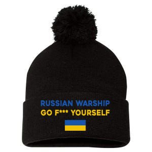 Russian Warship Go F Yourself Pom Pom 12in Knit Beanie