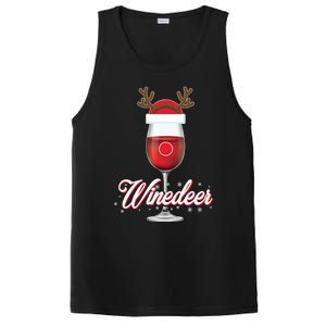 Red Wine Glass With Reindeer Hat Merry Winemas Winedeer Gift PosiCharge Competitor Tank