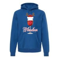 Red Wine Glass With Reindeer Hat Merry Winemas Winedeer Gift Premium Hoodie