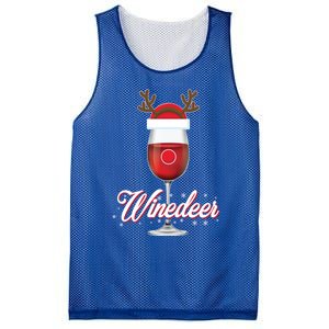 Red Wine Glass With Reindeer Hat Merry Winemas Winedeer Gift Mesh Reversible Basketball Jersey Tank