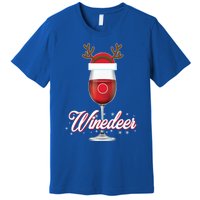 Red Wine Glass With Reindeer Hat Merry Winemas Winedeer Gift Premium T-Shirt