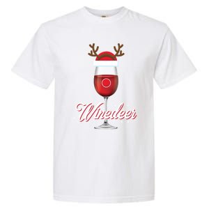 Red Wine Glass With Reindeer Hat Merry Winemas Winedeer Gift Garment-Dyed Heavyweight T-Shirt