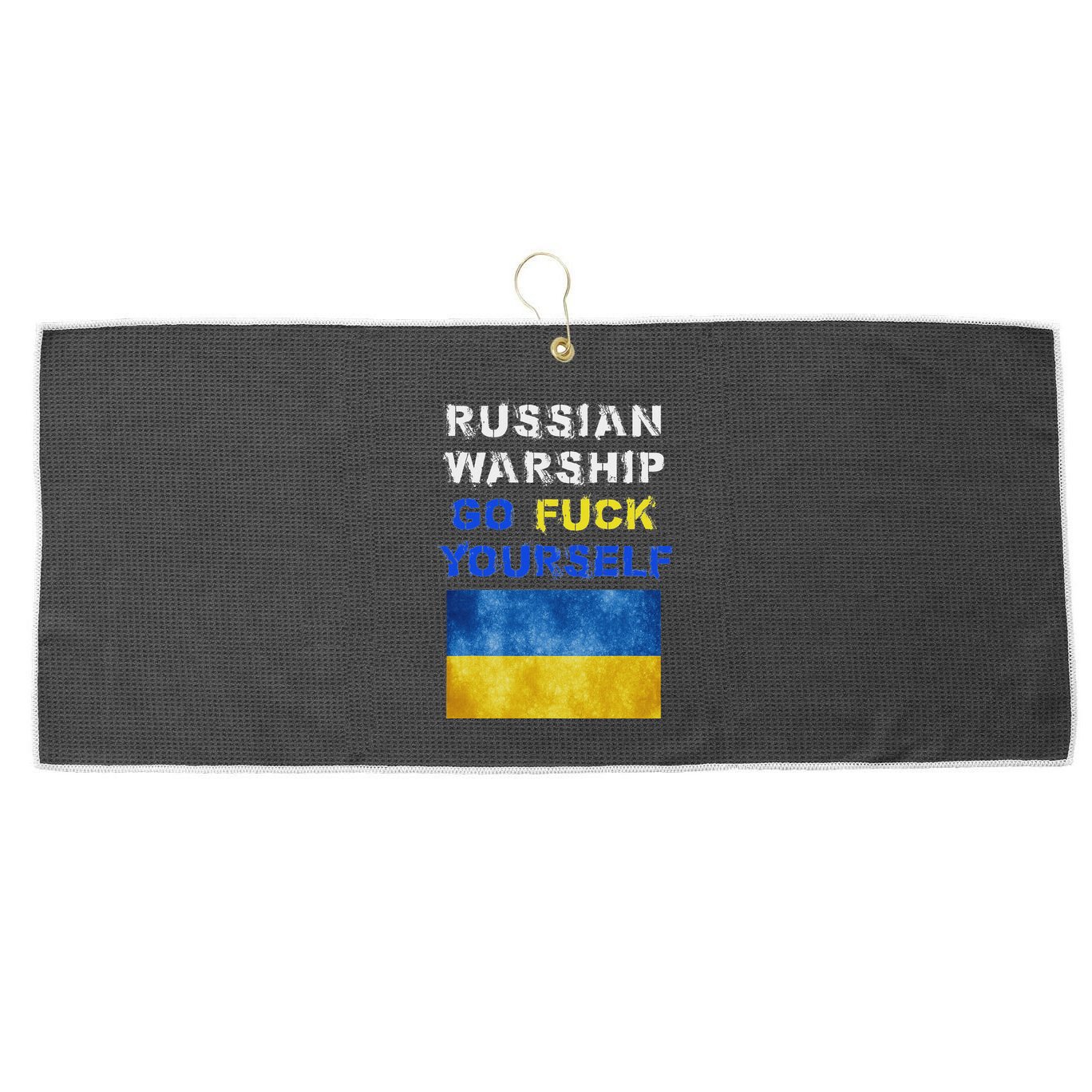 Russian Warship Go F Yourself Large Microfiber Waffle Golf Towel
