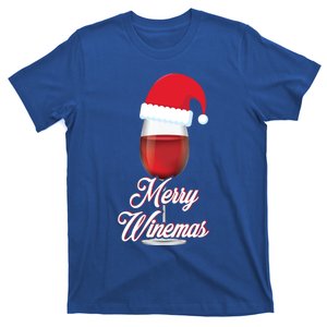 Red Wine Glass With Santa Claus Hat Merry Winemas Christmas Gift T-Shirt