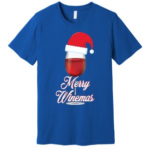 Red Wine Glass With Santa Claus Hat Merry Winemas Christmas Gift Premium T-Shirt