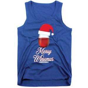 Red Wine Glass With Santa Claus Hat Merry Winemas Christmas Gift Tank Top