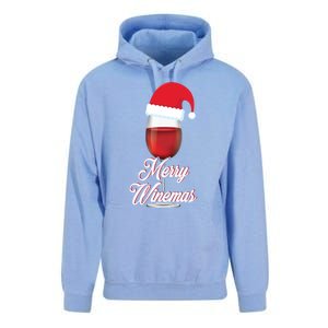 Red Wine Glass With Santa Claus Hat Merry Winemas Christmas Gift Unisex Surf Hoodie