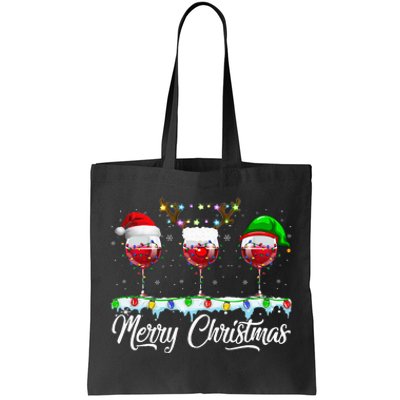 Red Wine Glass Santa Hat Xmas Funny Christmas For Tote Bag