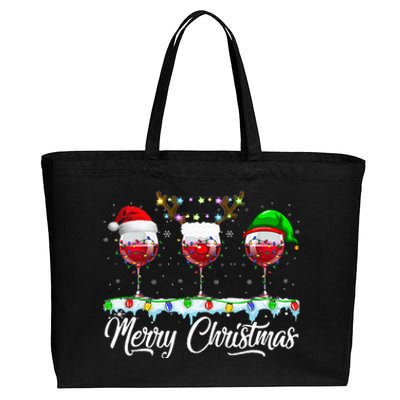 Red Wine Glass Santa Hat Xmas Funny Christmas For Cotton Canvas Jumbo Tote