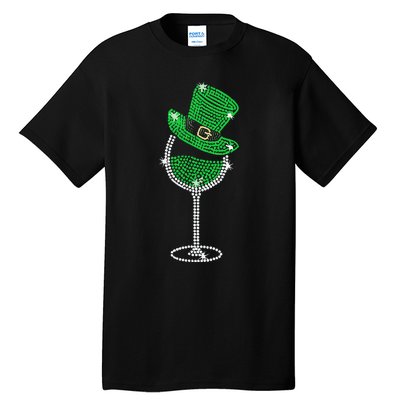 Rhinestone Wine Glasses Drinking St Patricks Day Tall T-Shirt