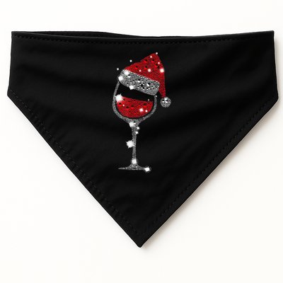Red Wine Glass Christmas Tee Funny Santa Hat Xmas Gift TShirt USA-Made Doggie Bandana