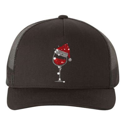 Red Wine Glass Christmas Tee Funny Santa Hat Xmas Gift TShirt Yupoong Adult 5-Panel Trucker Hat