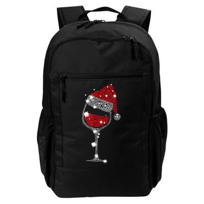 Red Wine Glass Christmas Tee Funny Santa Hat Xmas Gift TShirt Backpack