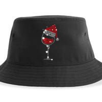 Red Wine Glass Christmas Tee Funny Santa Hat Xmas Gift TShirt Sustainable Bucket Hat