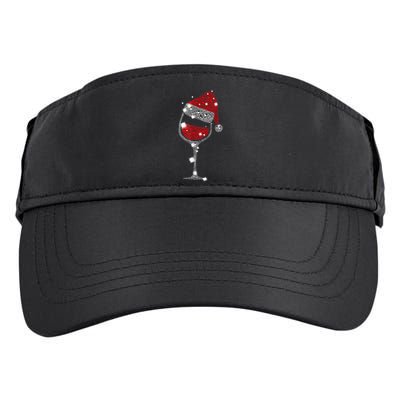 Red Wine Glass Christmas Tee Funny Santa Hat Xmas Gift TShirt Adult Drive Performance Visor