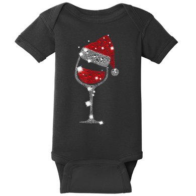 Red Wine Glass Christmas Tee Funny Santa Hat Xmas Gift TShirt Baby Bodysuit