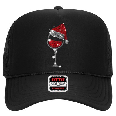 Red Wine Glass Christmas Tee Funny Santa Hat Xmas Gift TShirt Trucker Hat