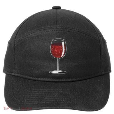 Red Wine Glass 7-Panel Snapback Hat
