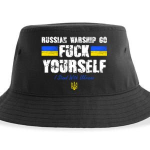 Russian Warship Go F Yourself I Stand With Ukraine Army Strong Sustainable Bucket Hat