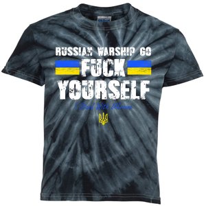 Russian Warship Go F Yourself I Stand With Ukraine Army Strong Kids Tie-Dye T-Shirt