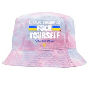 Russian Warship Go F Yourself I Stand With Ukraine Army Strong Tie-Dyed Bucket Hat