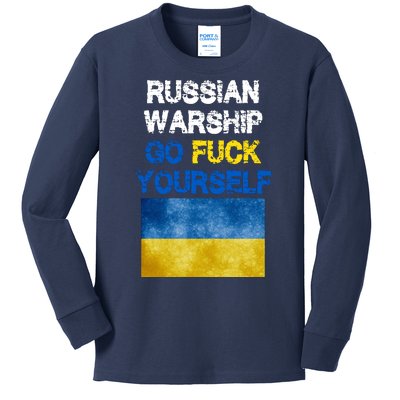 Russian Warship Go Fuck Yourself Kids Long Sleeve Shirt