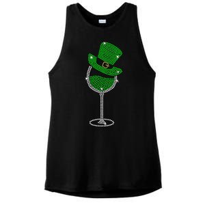 Rhinestone Wine Glasses Drinking St Patricks Day Girl Women Ladies PosiCharge Tri-Blend Wicking Tank