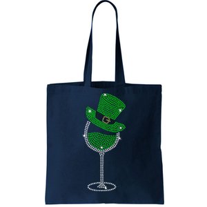 Rhinestone Wine Glasses Drinking St Patricks Day Girl Women Tote Bag