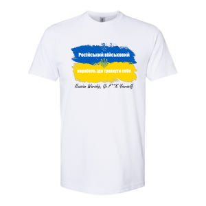 Russian Warship Go F Yourself Ukraine Ukrainian Flag Support Softstyle CVC T-Shirt