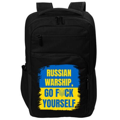 Russian Warship Go F Yourself Ukraine Last Words Ukrainian Flag Impact Tech Backpack