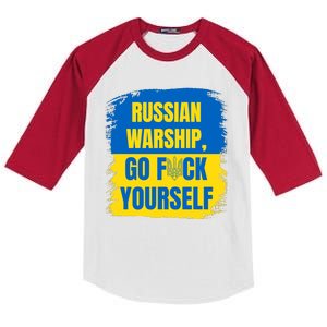 Russian Warship Go F Yourself Ukraine Last Words Ukrainian Flag Kids Colorblock Raglan Jersey