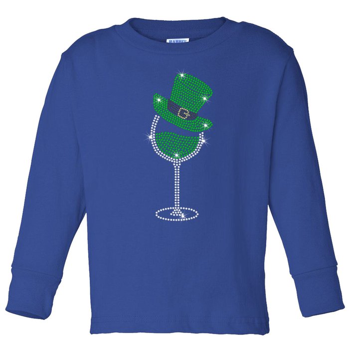 Rhinestone Wine Glasses Ing St Patricks Day Gift Toddler Long Sleeve Shirt