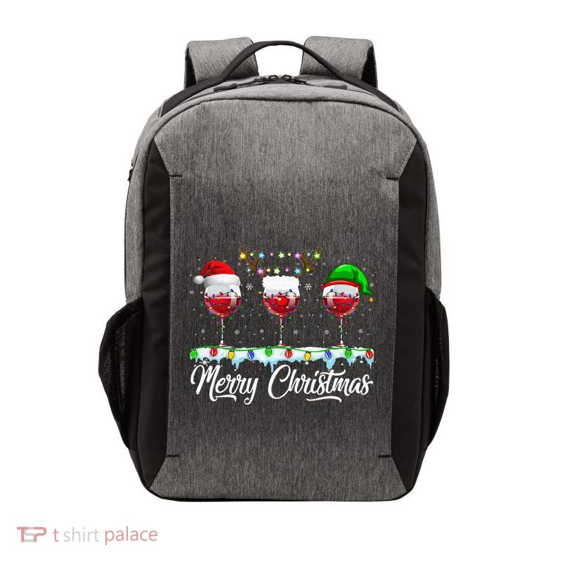Red Wine Glass Santa Hat Xmas gift for Christmas Vector Backpack