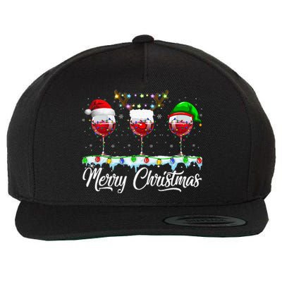 Red Wine Glass Santa Hat Xmas Funny Christmas Wool Snapback Cap