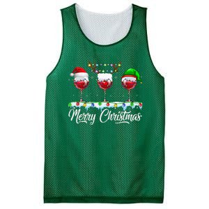 Red Wine Glass Santa Hat Xmas Funny Christmas Mesh Reversible Basketball Jersey Tank