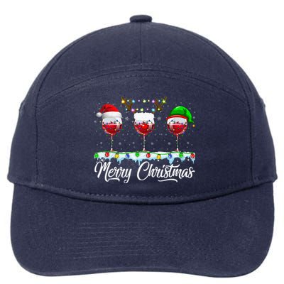 Red Wine Glass Santa Hat Xmas Funny Christmas 7-Panel Snapback Hat