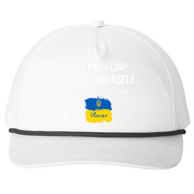 Russian Warship Go F Yourself I Stand With Ukraine Ukrainian Flag Snapback Five-Panel Rope Hat